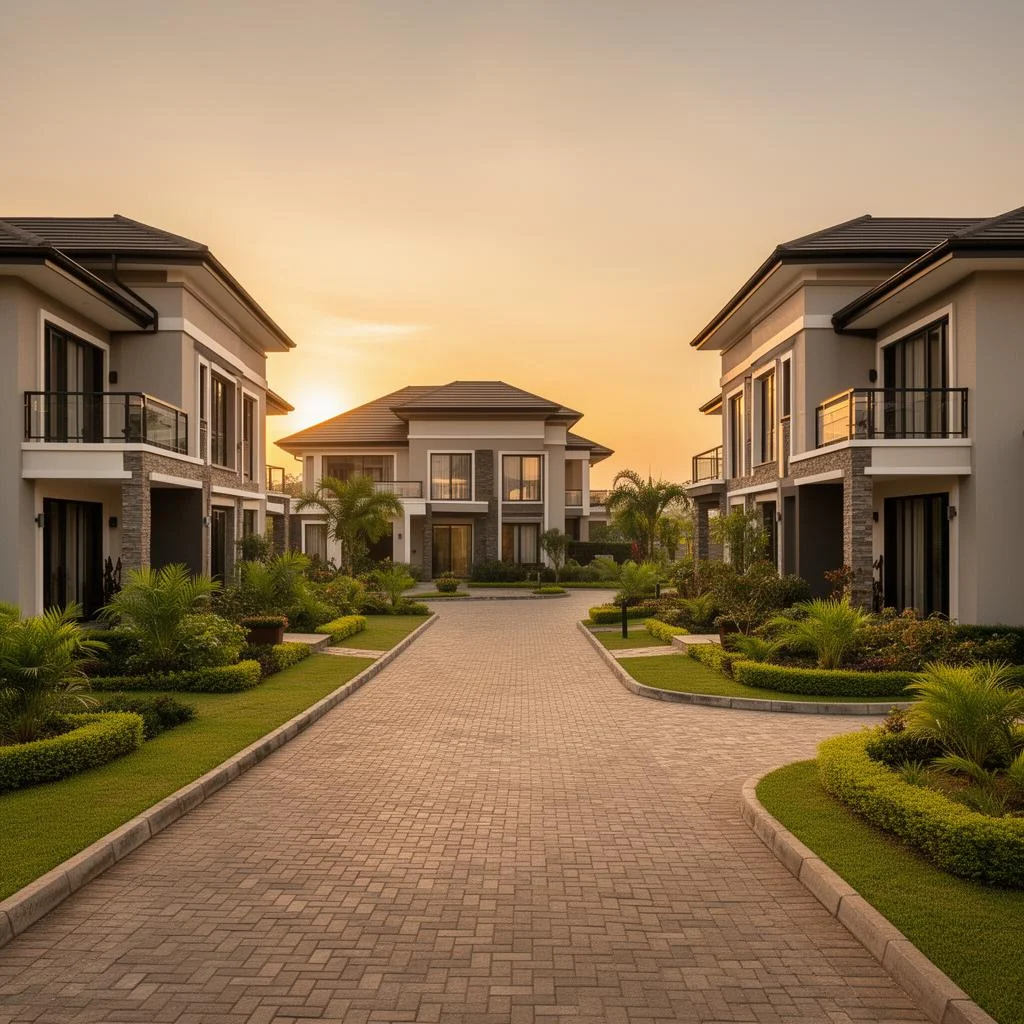 Premium residential estate at golden hour